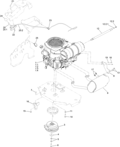 Engine, Clutch And Muffler Assembly Diagram and Parts List for 74933 401000000-999999999 Toro Lawn Mower