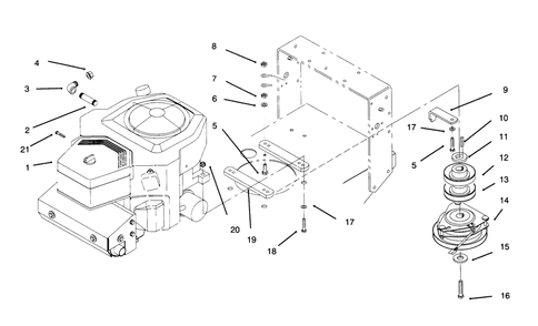 Engine And Clutch Assembly Diagram and Parts List for 30181 69000001 - 69999999 Toro Lawn Tractor Accessories