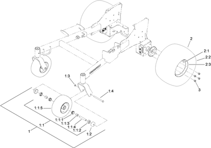 Wheel Assembly Diagram and Parts List for 74558 (290000001-290000209)(2009) Toro Lawn Mower