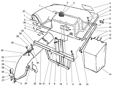 Part Location Diagram of 68-3044 Toro Tube-Grass Discharge