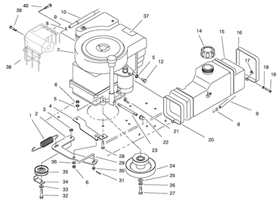 Engine Assembly Diagram and Parts List for 70142 79000001 - 79999999 Toro Lawn Tractor