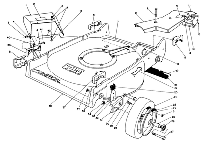 Housing Assembly Diagram and Parts List for 22700B 39000001 - 39999999 Toro Lawn Mower