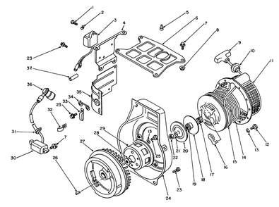Recoil Starter Assembly Diagram and Parts List for 62032 4000001 - 4999999 Toro Generator