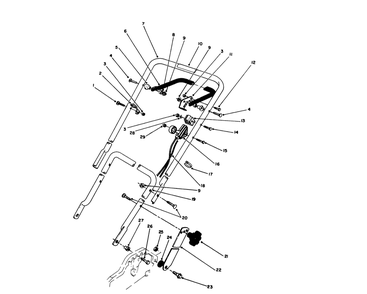 Handle & Throttle Control Assembly Diagram and Parts List for 20587 0000001 - 0999999 Toro Lawn Mower