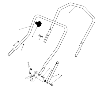 Handle Assembly Diagram and Parts List for 20581C 8000001 - 8999999 Toro Lawn Mower
