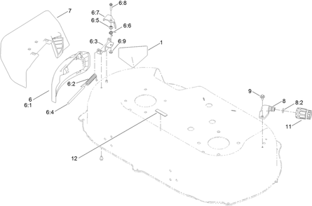 Side Discharge Chute Assembly Diagram and Parts List for 21810 411743171 - 412999999 Toro Lawn Mower