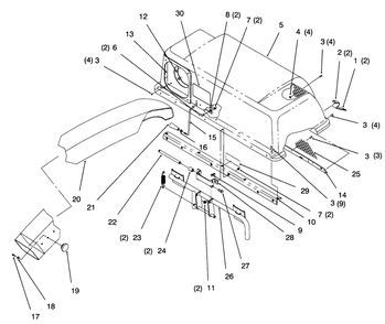 Part Location Diagram of 94-4379 Toro BAG STIFFENER Assembly