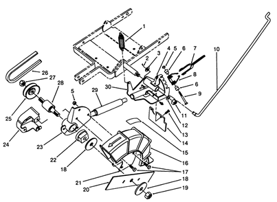 Pivot Arm Assembly Diagram and Parts List for 58431 1000001 - 1999999 Toro Edger