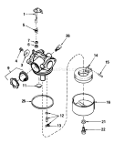 Carburetor Diagram and Parts List for 16340C 6000001-6999999 - 1986 Toro Lawn Mower