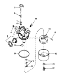 Carburetor Diagram and Parts List for 16340C 7000001-7999999 - 1987 Toro Lawn Mower