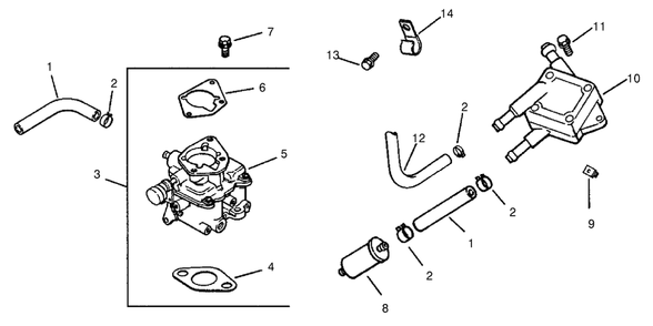 Fuel System Diagram and Parts List for 74187 (200000001-200000500)(2000) Toro Lawn Mower