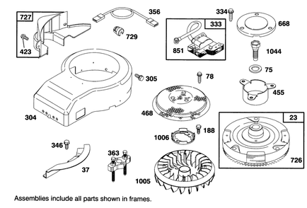 Engine Briggs & Stratton Model 28m707-0122-01 Diagram and Parts List for 71191 4900001 - 4999999 Toro Lawn Tractor