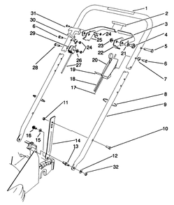 Handle Assembly Diagram and Parts List for 22042 1000001 - 1999999 Toro Lawn Mower