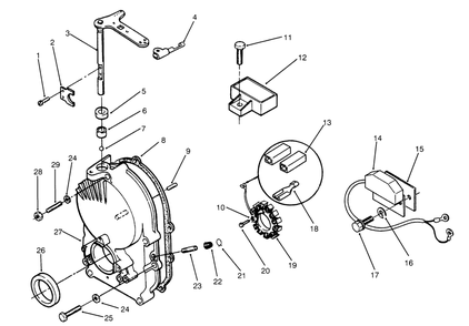 Gearcase & Ignition Controls Diagram and Parts List for 73501 59000412 - 59002868 Toro Lawn Tractor