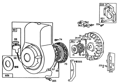 Engine Briggs & Stratton Model No. 80332 Type No. 1655-01 Diagram and Parts List for 58431 7000001 - 7999999 Toro Edger