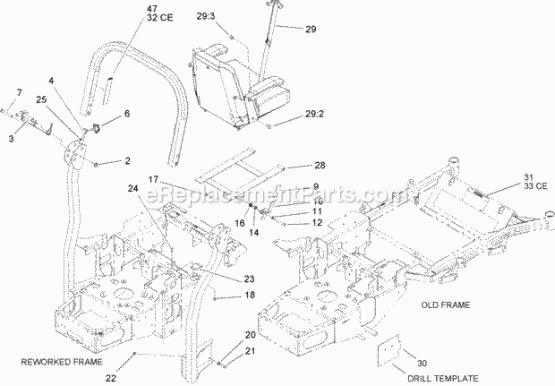 Roll-Over-Protection-System Assembly No. 107- Diagram and Parts List for 74164 240000001-240999999 Toro Lawn Mower