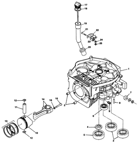 12hp Engine Cylinder Block Assembly Diagram and Parts List for 32-10BE02 1000001 - 1999999 Toro Lawn Tractor