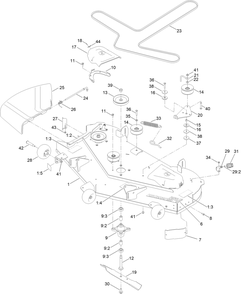 54 Inch Deck And Decal Assembly Diagram and Parts List for 77507 400000000 - 415499999 Toro Lawn Tractor