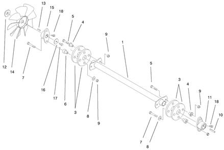 Drive Shaft Assembly Diagram and Parts List for 73540 8900001 - 8999999 Toro Lawn Tractor