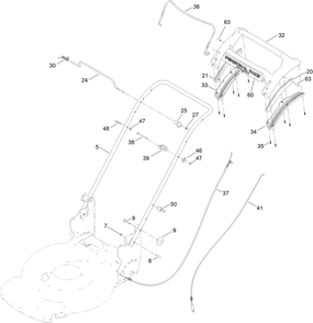Handle Assembly Diagram and Parts List for 21462 411700000 - 412001349 Toro Lawn Mower