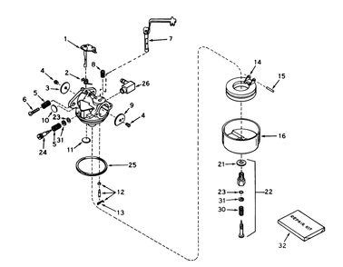 Carburetor No. 631921 Diagram and Parts List for 58007 0000001 - 0999999 Toro Tiller