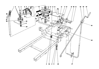 Spindle & Chute Control Assembly Diagram and Parts List for 59136 0000001 - 0999999 Toro Snow Blower