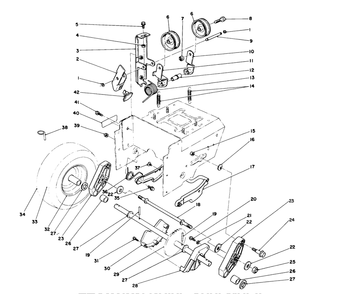Traction Drive Assembly Diagram and Parts List for 38570 0000001 - 0999999 Toro Snow Blower