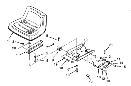 Seat Diagram and Parts List for 73320 3900001 - 3999999 Toro Lawn Tractor