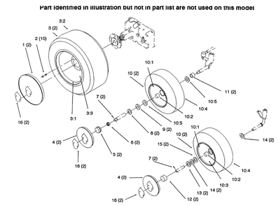 Wheels And Tires Diagram and Parts List for 73423 6900001 - 6999999 Toro Lawn Tractor