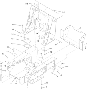 Main Frame Assembly Diagram and Parts List for 22342HD 405700000 - 407399999 Toro Lawn Tractor Accessories