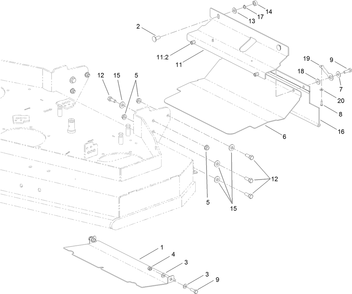 Guard And Drag Shield Assembly Diagram and Parts List for 2712 312000001 - 312999999 Toro Lawn Tractor Accessories