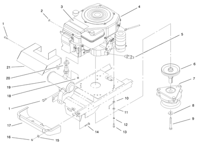 Engine, Muffler & Pto Assembly Diagram and Parts List for 72047 9900001 - 9999999 Toro Lawn Tractor