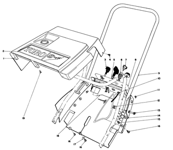 Shroud & Handle Assembly Diagram and Parts List for 38165 1000001 - 1999999 Toro Snow Blower