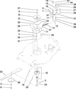 Blade Drive Assembly Diagram and Parts List for 22200TE (290000001-290000500)(2009) Toro Lawn Mower