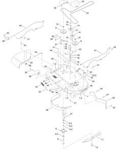 42 Inch Deck And Decal Assembly Diagram and Parts List for 74692 400000000 - 999999999 Toro Lawn Tractor
