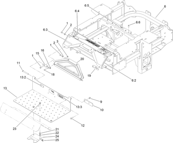 Traction Frame And Floor Pan Assembly Diagram and Parts List for 74264TE (312000001-312299999)(2012) Toro Lawn Mower