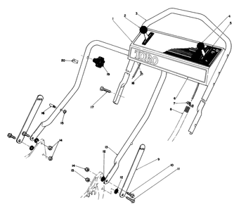 Handle Assembly Diagram and Parts List for 20747 5000001 - 5999999 Toro Lawn Mower