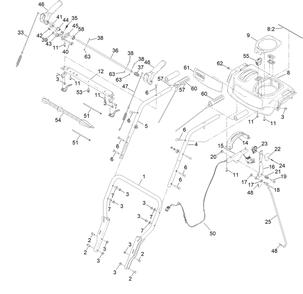Handle Assembly Diagram and Parts List for 37805 400000000 - 411849662 Toro Snow Blower