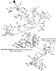 Clutch, Brake And Speed Control Linkage Diagram and Parts List for 31-10K802 1000001 - 1999999 Toro Lawn Tractor
