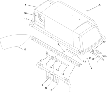 Bagger Top And Hinge Assembly Diagram and Parts List for 79214 316000001 - 316999999 Toro Lawn Tractor