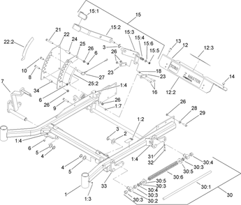 Front Frame Assembly Diagram and Parts List for 74274 (270000001-270999999)(2007) Toro Lawn Mower
