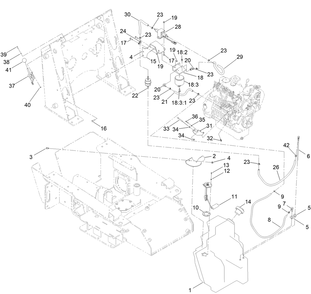 Fuel Tank, Fuel Pump And Filter Assembly Diagram and Parts List for 22323G 405700000 - 410299999 Toro Lawn Tractor Accessories