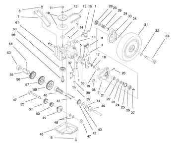 Deck Suspension & Gear Case Assembly Diagram and Parts List for 26633B 6900001 - 6999999 Toro Lawn Mower