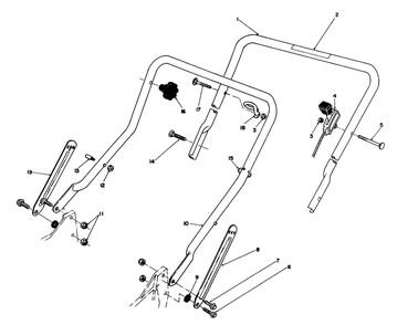 Handle Assembly Diagram and Parts List for 20215 2000001 - 2999999 Toro Lawn Mower