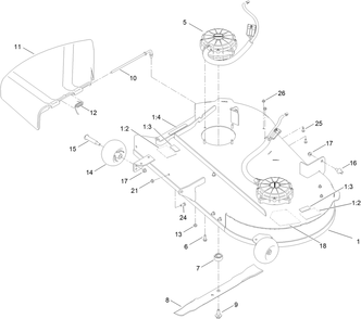 42in Deck Assembly Diagram and Parts List for 75841 400000000 - 416399999 Toro Lawn Tractor