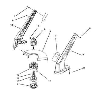 Motor & Housing Assembly Diagram and Parts List for 51326 49000001 - 49999999 Toro Trimmer