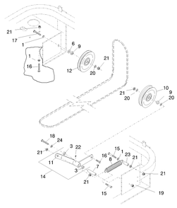 Deck Drive Belt And Pulleys Diagram and Parts List for 74201 890001 - 899999 Toro Lawn Tractor