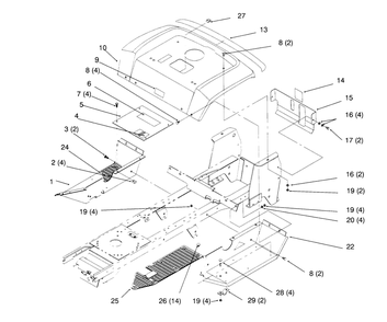 Fender And Footrest Diagram and Parts List for 72042 5900001 - 5900796 Toro Lawn Tractor