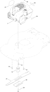 Engine And Blade Assembly Diagram and Parts List for 21773 411000000 - 412999999 Toro Lawn Mower