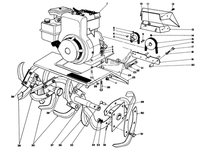 Tine And Engine Assembly Diagram and Parts List for 58600 9000001 - 9999999 Toro Tiller
